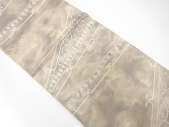 JAPANESE KIMONO / ANTIQUE FUKURO OBI / SILK / WOVEN ARABESQUE